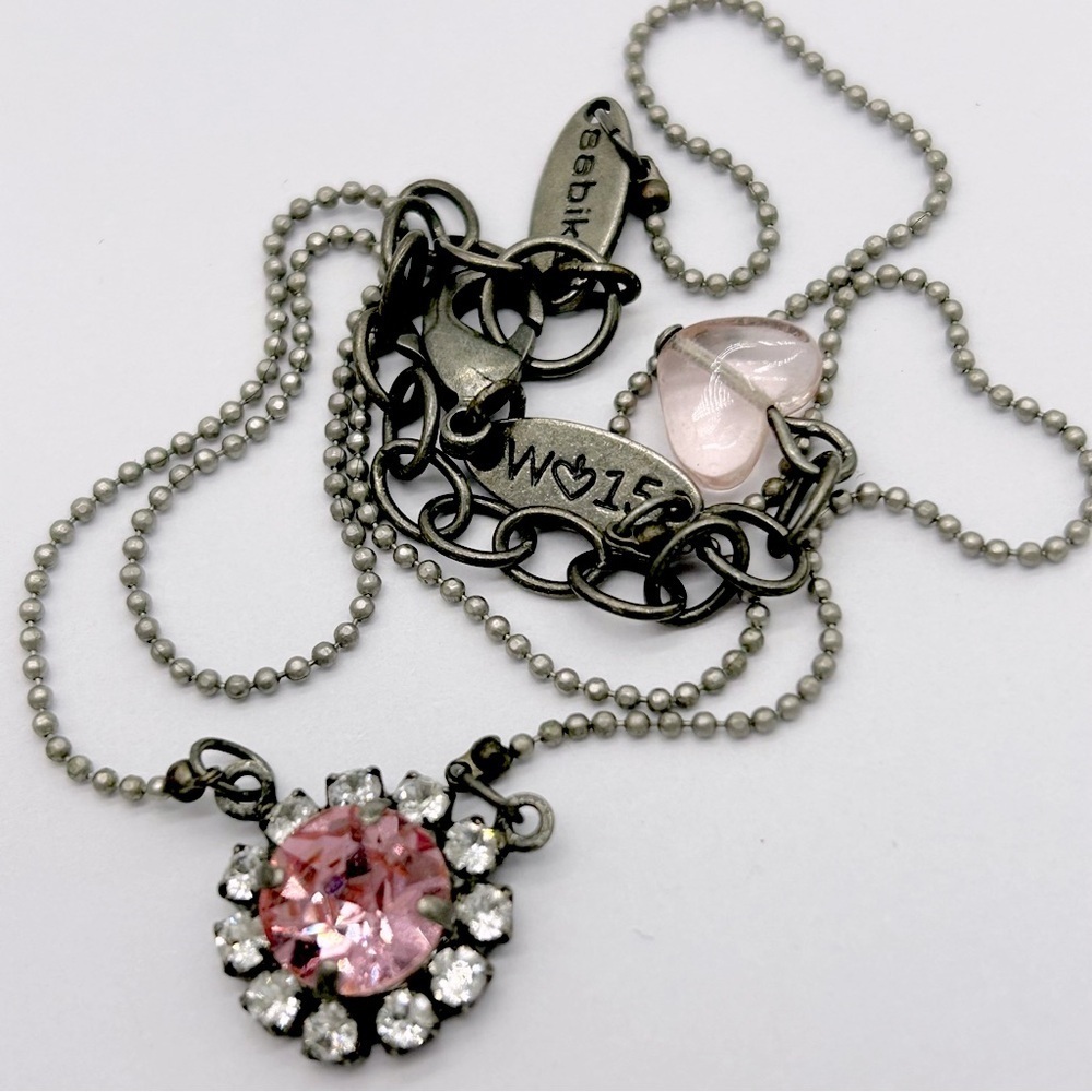 Sabika Pink Party Crystal Flower Necklace 2015